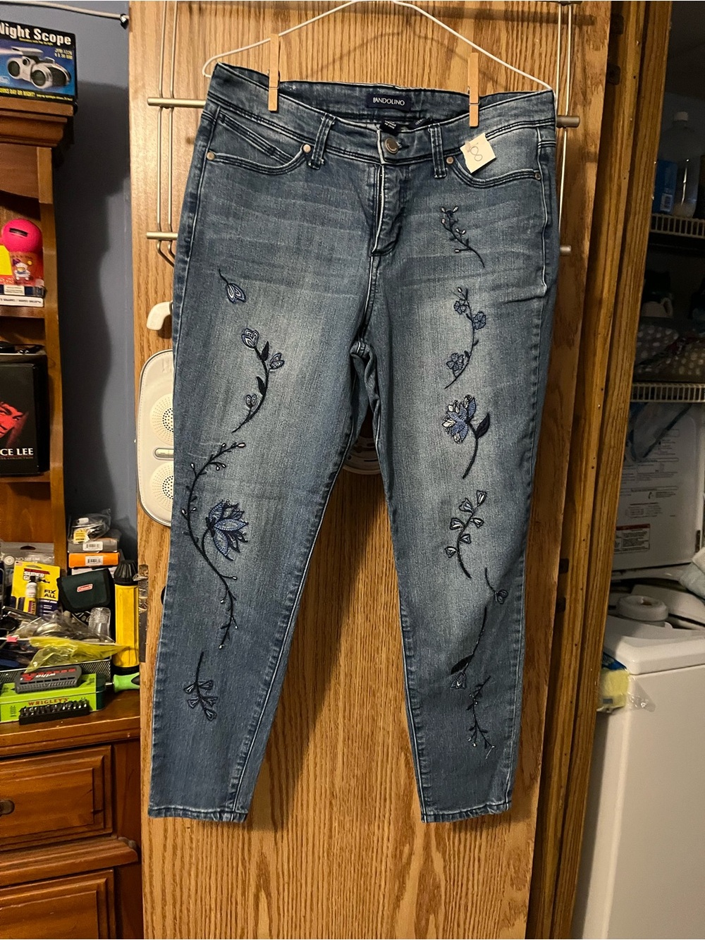 Bandolino Blue Embroidered Skinny Jeans